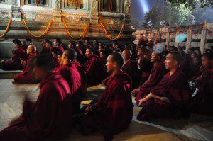 Tibetan Monks at the Bodhi Tree, Bodh Gaya, India