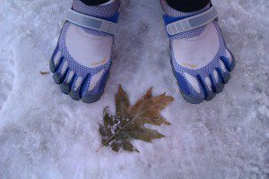 Snow run in Vibrams, Denver, CO