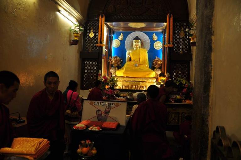The Gotama Buddha image inside the Mahabodhi Temple.