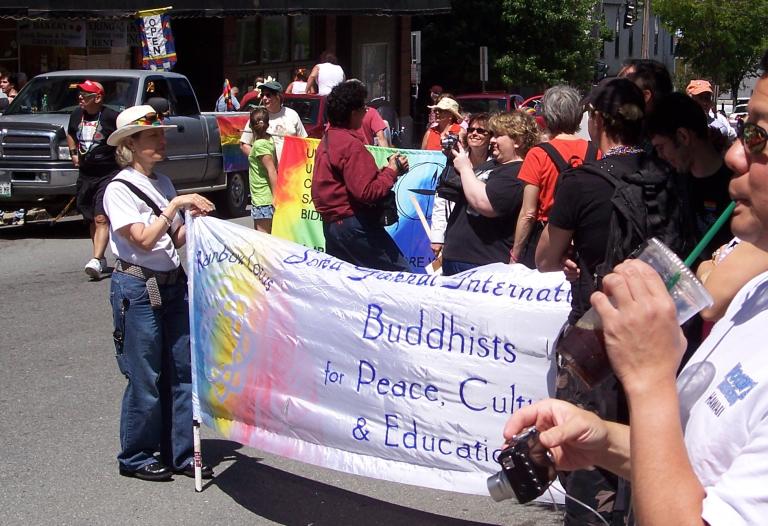 buddhists and unitarian universalists at a gay pride parade