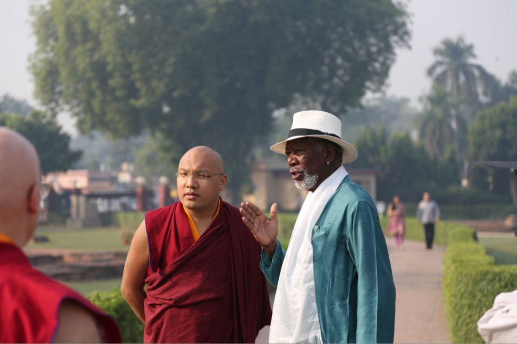 Morgan Freeman and the Karmapa (courtesy National Geographic, see the trailer here)