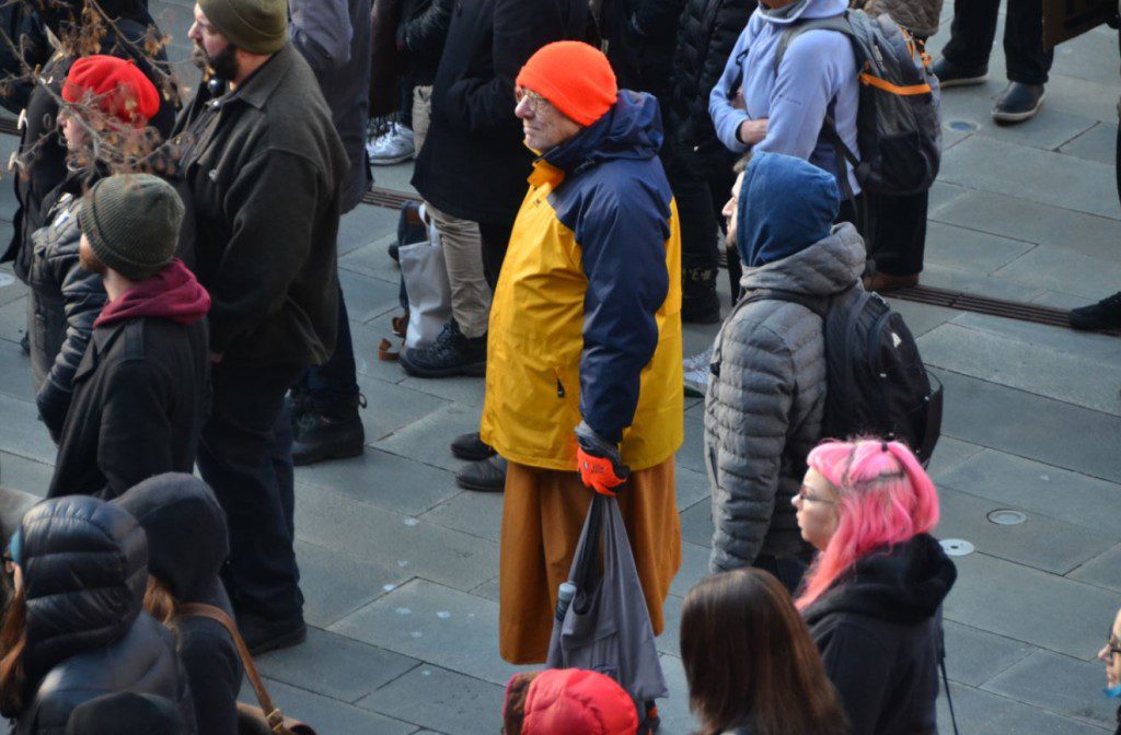 lone theravadin monk Seattle defundDAPL rally