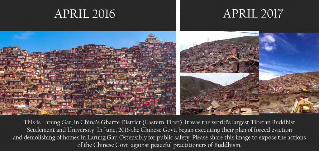 Larung Gar, Tibet - destroyed by Chinese authorities April 2017