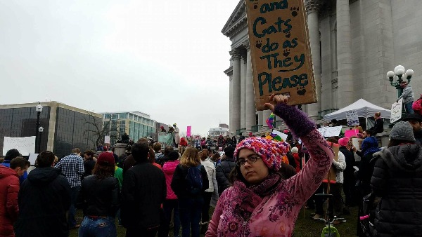 Ashleigh "FoxBat" Smiley at the 2017 Women's March, Madison, WI