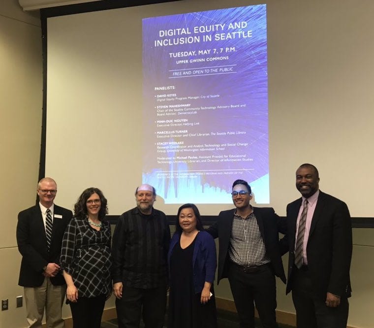 Digital Equity and Inclusion Panel hosted by the SPU Library Information Studies program on May 7, 2019.