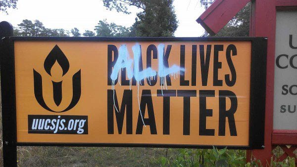 Vandalized sign at UU Church in Galloway NJ