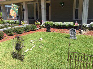 neighborhood Halloween decorations the author