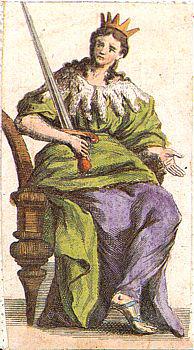 Minchiate Tarot: Queen of Swords