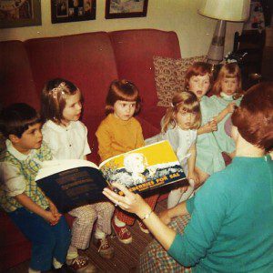 Reading Blueberries for Sal to a spellbound audience