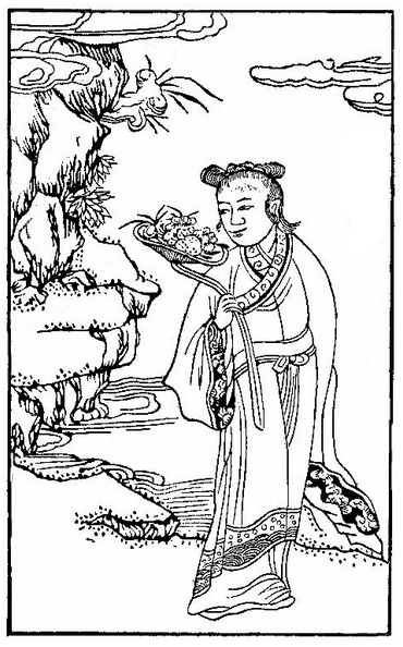 Drawing of Ho Hsien-ku in Yetts, p. 781 (public domain image).