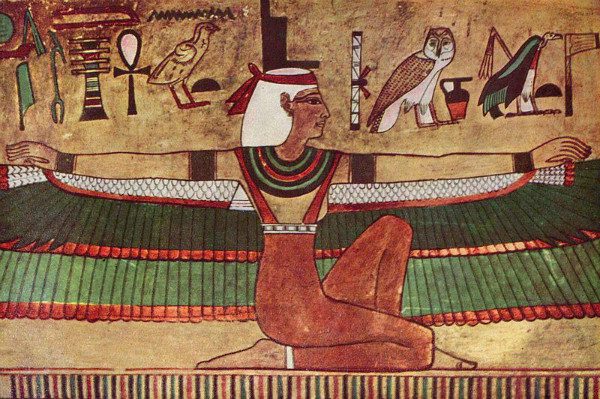 Isis at tomb of of Seti I in the Valley of the Kings.  From WikiMedia.  License.  