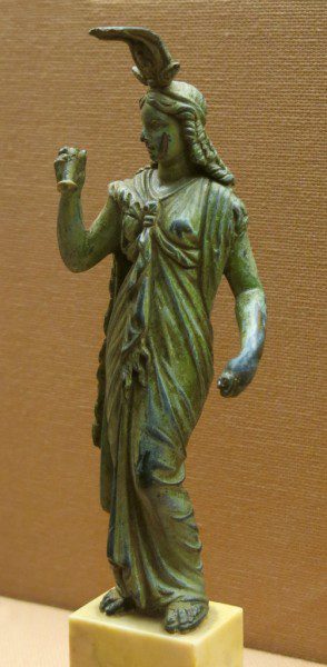 Above: Isis with sistrum, from Roman Imperial period, c. 100 BCE to 200 CE; bronze. Boston Museum of Fine Arts, accession no. 04.1713.