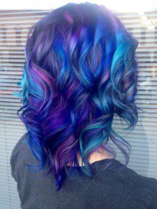 blue, purple, and turquoise wavy hair