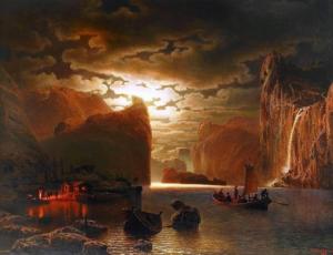 Fishing Near the Fjord by Moonlight - Marcus Larsson (1860) Public Domain.
