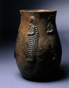 Bean Pot with Incised Corn Maiden Figures