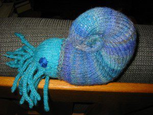 Nautie. (cc) 2006. This is Norman the chambered nautilus that Jackie knit for me using the pattern here: www.knitty.com/issuespring06/PATTnautie.html
