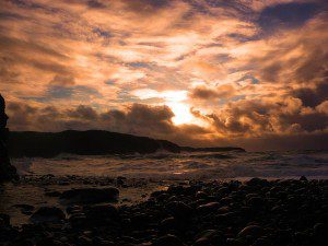 Sunset off the Irish coast