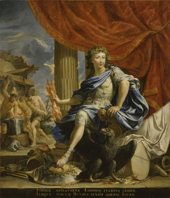 1655 portrait of Louis XIV, the Victor of the Fronde, portrayed as the god Jupiter.