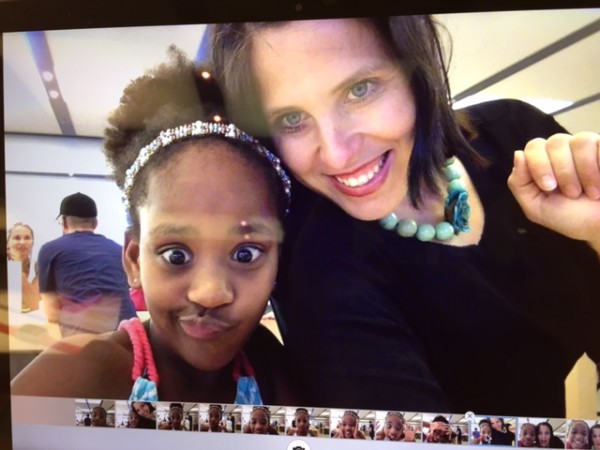 At the mall at the Apple store, when Naomi found a "photo booth" function on a new desktop.