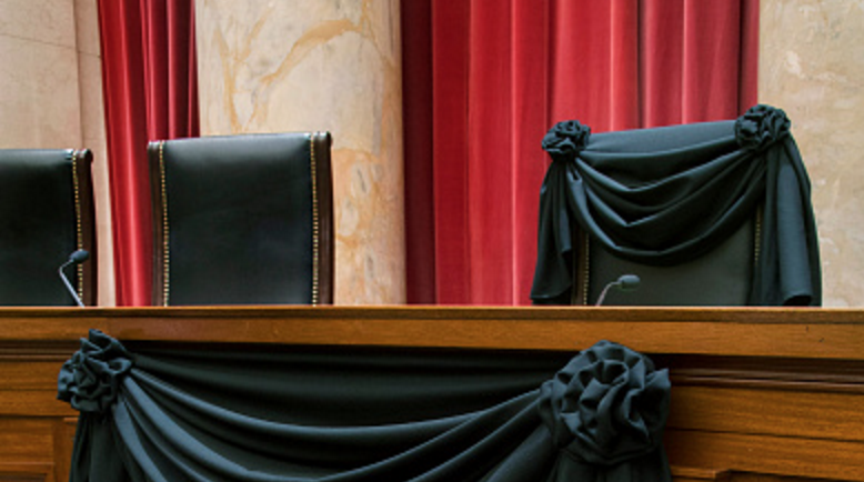 Extremist Bench TWO PHOTOS: Justice Scalia’s Bench Draped In Black | Nancy French