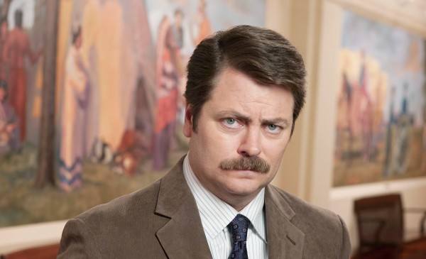 Nick Offerman stars as Ron Swanson in NBC comedy "Parks and Recreation." The show airs on Thursdays on NBC (8:30-9 p.m. ET). (Mitchell Haaseth/Courtesy NBC/MCT)
