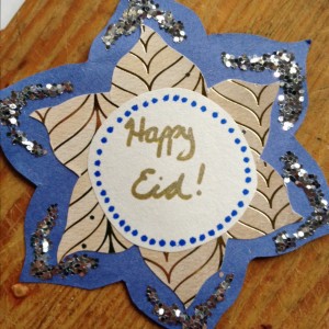 Homemade Eid card from wood turtle and her daughters.