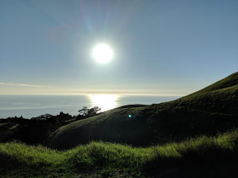 Afternoon sun over the water at Mount Tamalpais