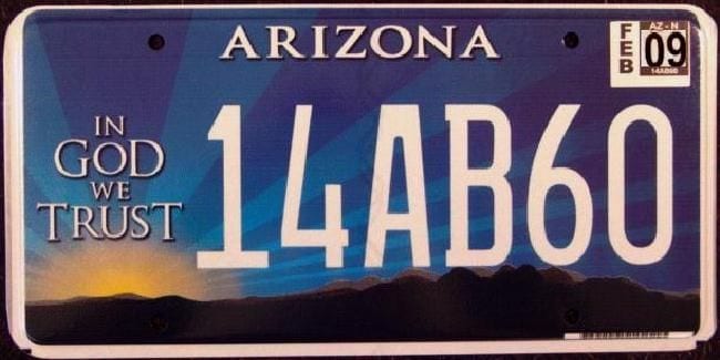 trust god license plates Arizona