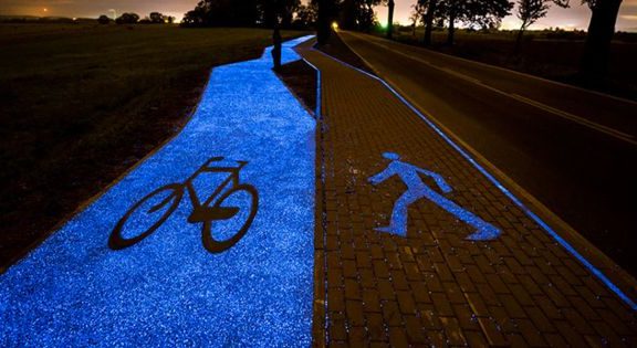 glowing bike paths poland holland