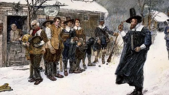 christmas puritans christian nation secularism colonial america