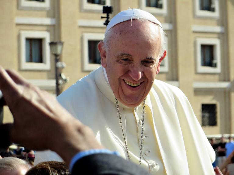 Pope Francis Smiling in a crowd