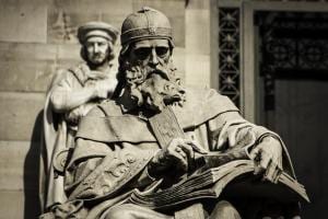 Statute of St. Isidore in front of the National Library of Spain