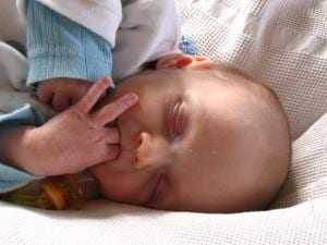 Baby sucking fingers