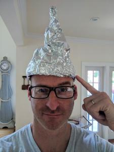 Man with a tin foil hat