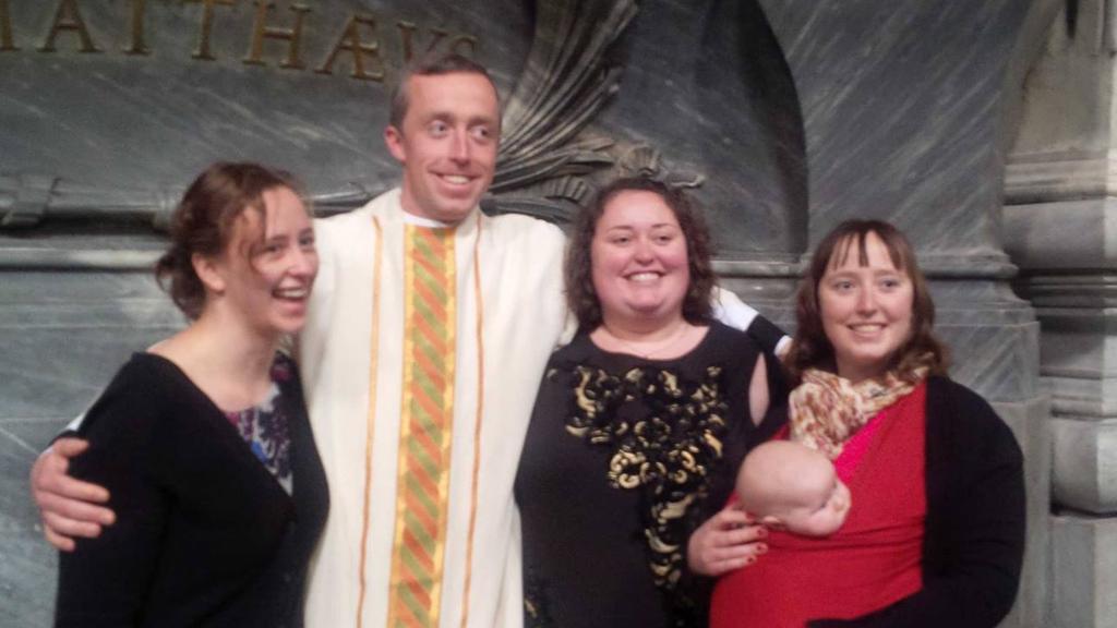 Me, my three sisters, and my oldest nephew immediately following my ordination