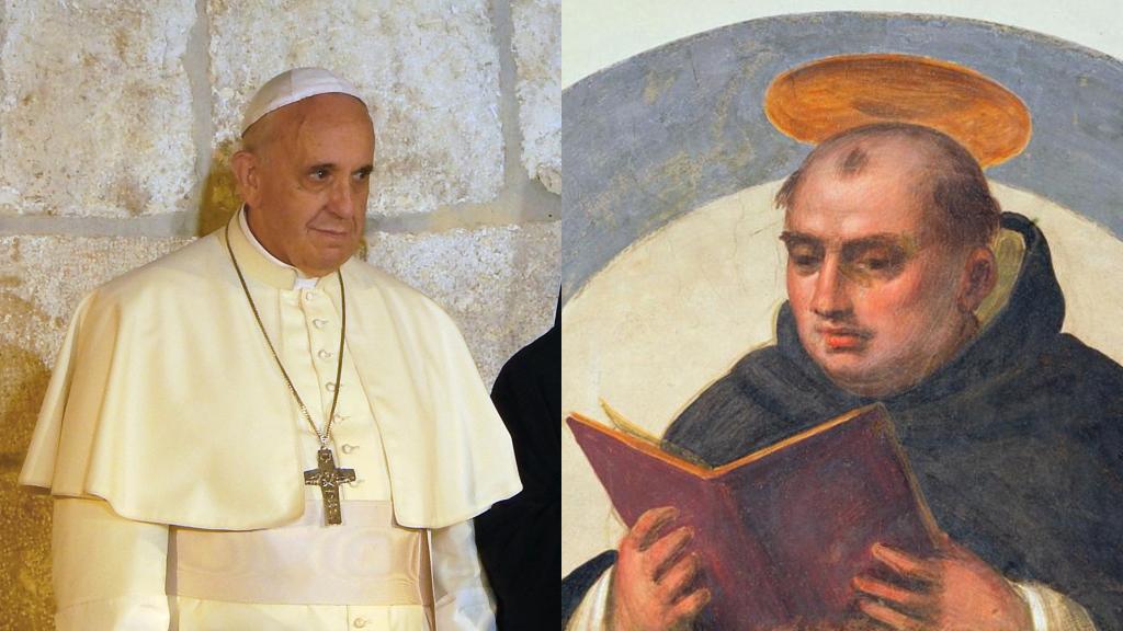 Pope Francis & Thomas Aquinas ( Nir Hason CC BY-SA 3.0 & CC BY-SA 4.0)