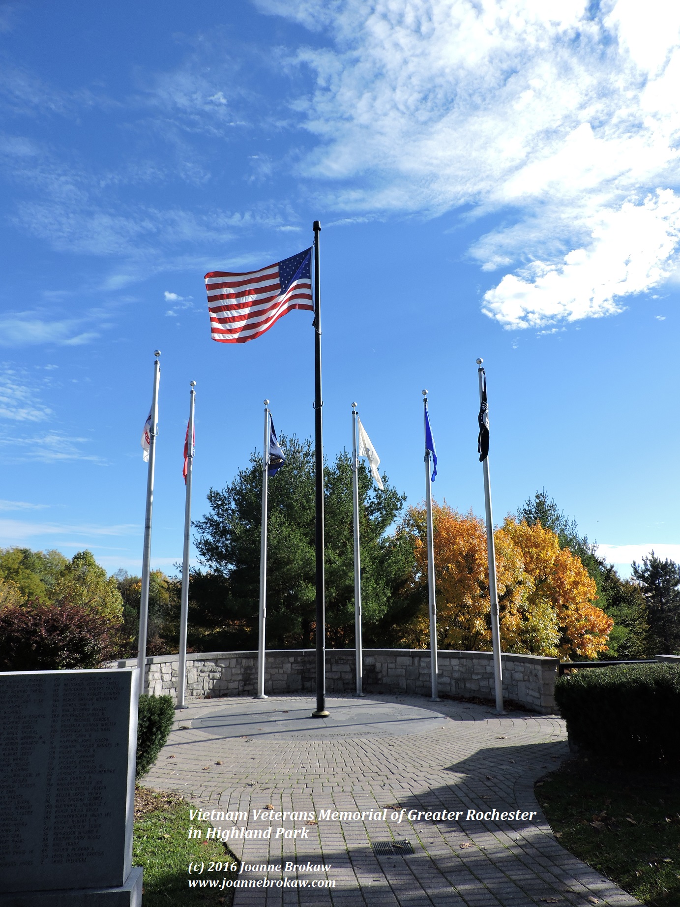 The flags at the Vietnam Veterans Memorial in Highland Park, Rochester, NY.