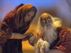 Old Abraham and Sarah with newborn Isaac.