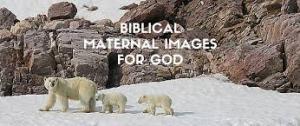 A mother bear followed by cubs and legend: "Biblical maternal images for God."