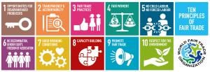 Ten principles of Fair Trade, including opportunity for disadvanataged producers, accountability, no discrimination or child or forced labor, respect for the environment.