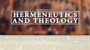 An out-of-focus picture backgrounds the phrase "Hermeneutics and Theology."