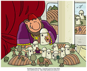 The Rich Fool of Jesus' parable needs more storage space. A cartoon shows him adding a larger barn to several smaller ones.