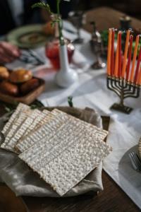 Unleavened "bread of affliction" at a Passover celebration.