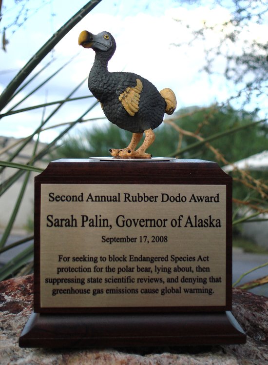 Sarah Palin Wins Rubber Dodo Award