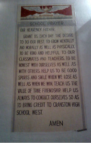 The Current Look of the Cranston High School West Prayer Banner