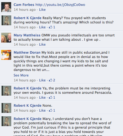 Public School Teacher Boasts About Praying with Students… Then Tries to Hide Her Comments