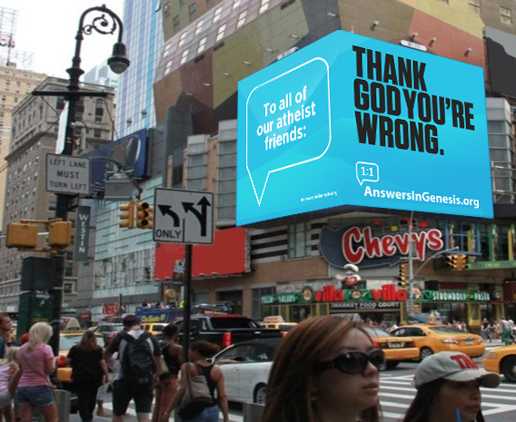 Creationist Group Launches Another Times Square Billboard Directed at Atheists