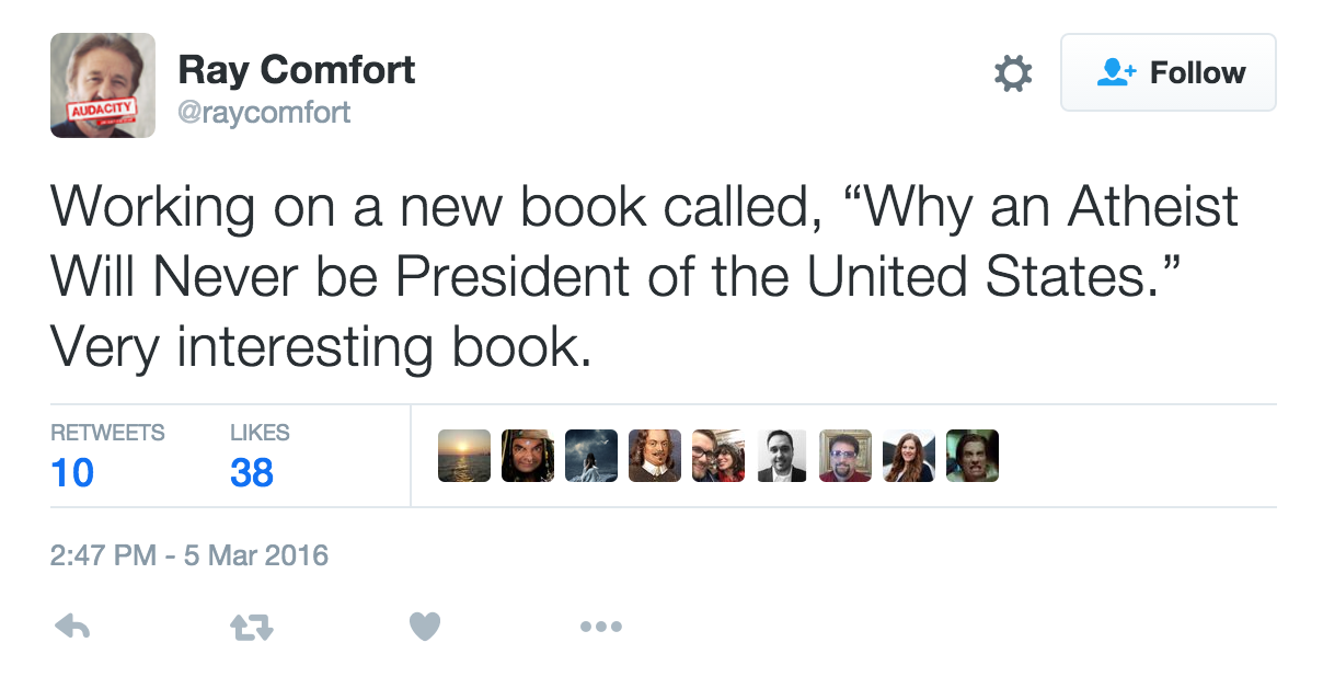 Ray Comfort’s Writing a Book About How an Atheist Will Never Become President of the United States