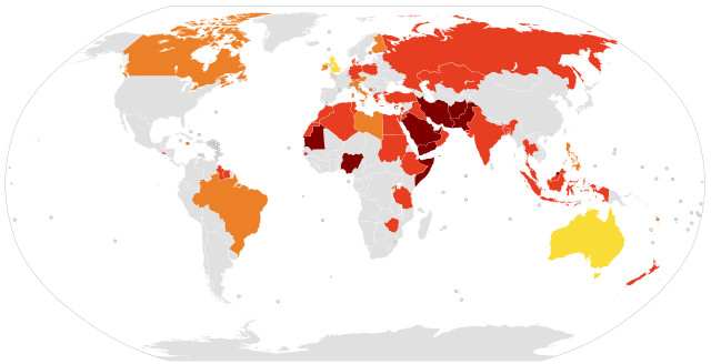 Nations where blasphemy is penalized in some way.