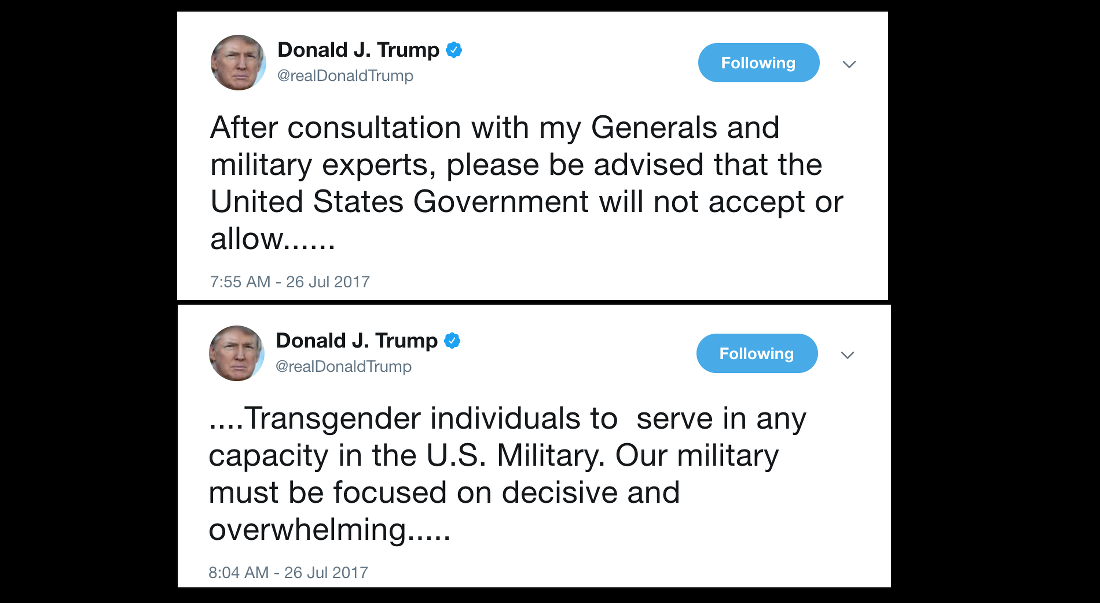 Trump “Will Not Accept or Allow” Transgender People in the Military